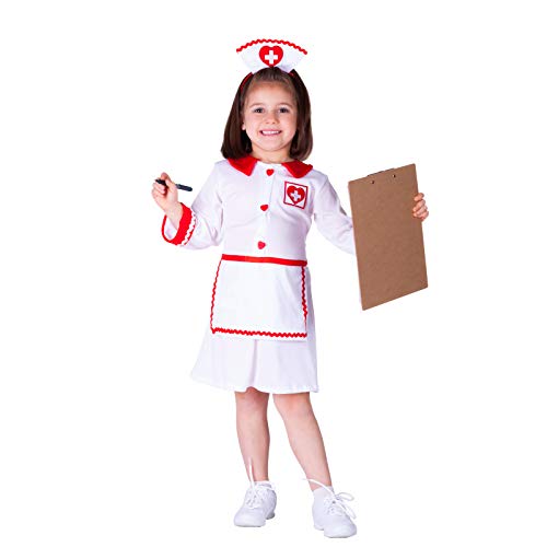 Dress Up America- Lindo Disfraz de Enfermera de la Cruz Roja, Color White, Talla 3-4 años (Cintura: 66-71, Altura: 91-99cm) (Toys_and_Games 549-T4)