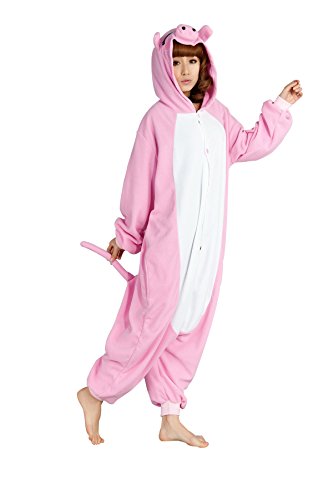 dressfan Unisex Adulto Animal Pijamas Cerdo Rosa Cosplay Animal Costume Cerdo Rosa Disfraz Cerdo Rosa Pijamas Niño Adulto