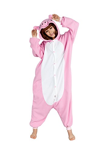 dressfan Unisex Adulto Animal Pijamas Cerdo Rosa Cosplay Animal Costume Cerdo Rosa Disfraz Cerdo Rosa Pijamas Niño Adulto