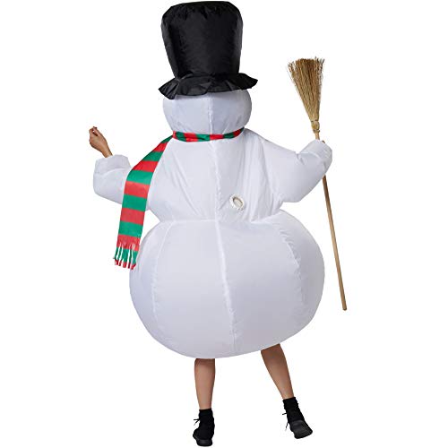 dressforfun 302359 Disfraz Unisex Adulto, Muñeco de Nieve Inflable, Sombrero de Copa & Bufanda, Halloween Fiesta Carnaval