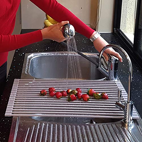 DSHUJC Rack de escurridor Plegable Escurridor de Platos antioxidante Estante de Secado de Platos antimicrobianos Estante de Secado de Fregadero de Cocina Robusto Durable,C