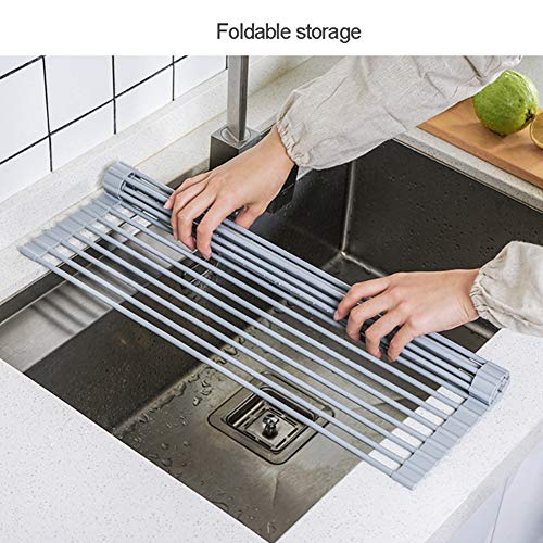 DSHUJC Rack de escurridor Plegable Escurridor de Platos antioxidante Estante de Secado de Platos antimicrobianos Estante de Secado de Fregadero de Cocina Robusto Durable,C