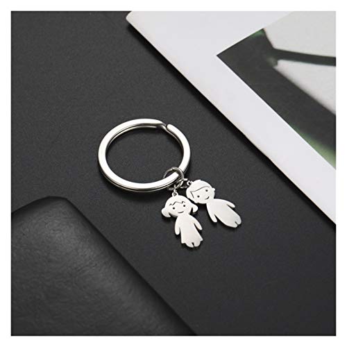 Duradero Keychain de la familia de niños personalizada Personalizada Personalizado de acero inoxidable Niño Chica niña niño colgante para hombre mujer joyería para llaves, manualidades de bricolaje