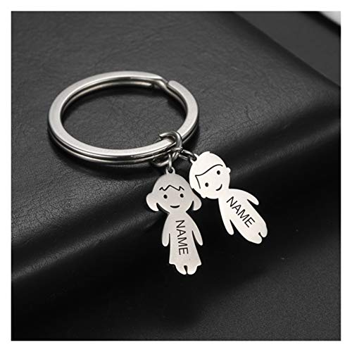 Duradero Keychain de la familia de niños personalizada Personalizada Personalizado de acero inoxidable Niño Chica niña niño colgante para hombre mujer joyería para llaves, manualidades de bricolaje