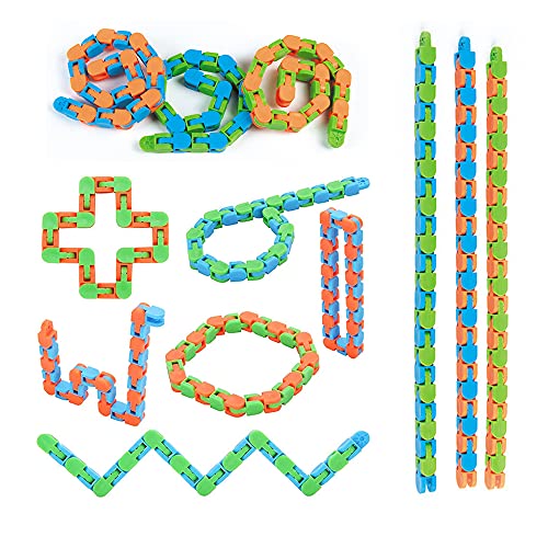 EACHHAHA 12 Piezas Wacky Tracks Fidget Toys Serpiente Cadena Rompecabezas Sensorial Fácil Fidget Juguetes para aliviar el estrés Rompecabezas Rompecabezas Grandes Juguetes de Fiesta