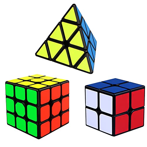 EACHHAHA 3 Piezas Speed Cube Set,Cubo mágico 3x3,Cubo de Velocidad 2x2,Cubo de pirámide,Tolerancia a Fallos Profesional, Suave y Alta,Adecuado para Entrenamiento de competición