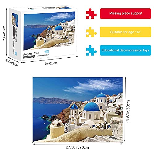 EACHHAHA Puzzle 1000 Piezas,Mar Egeo Puzzles para Adultos, Puzzle París,70x50CM,Rompecabezas de Piso Juego de Rompecabezas y Juego Familiar