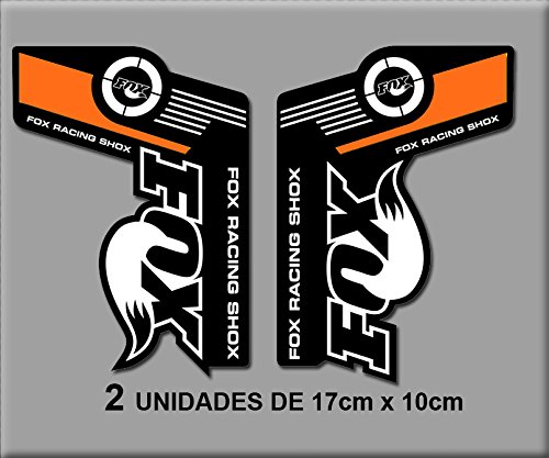 Ecoshirt Pegatinas Fox Racing Shox Bike R192 Stickers Aufkleber Decals Autocollants Adesivi, Negro Naranja