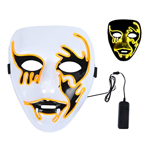 EKKONG Máscara LED para Halloween, con 3 modos de flash controlables, máscara espeluznante para Carnaval, fiestas, Mardi Gras, fiestas de disfraces, cosplay, bailes de graduación, decoración de pared