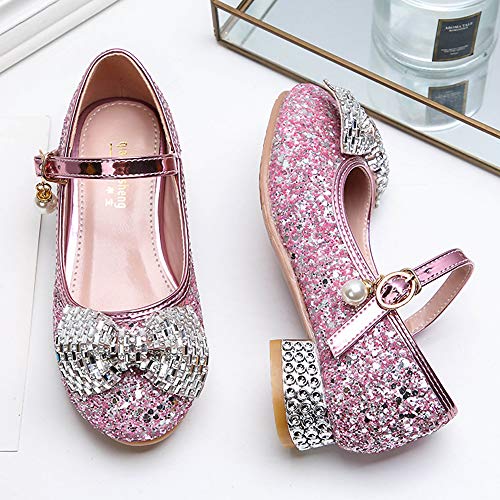 Eleasica Zapatos de Princesa para niñas Cosplay Princesa Elsa Zapatilla de Cristal Calzado Brillo Lentejuelas Zapato de tacón Carnaval Fiesta Disfraz de Halloween Accesorio Purpurina Bailarina