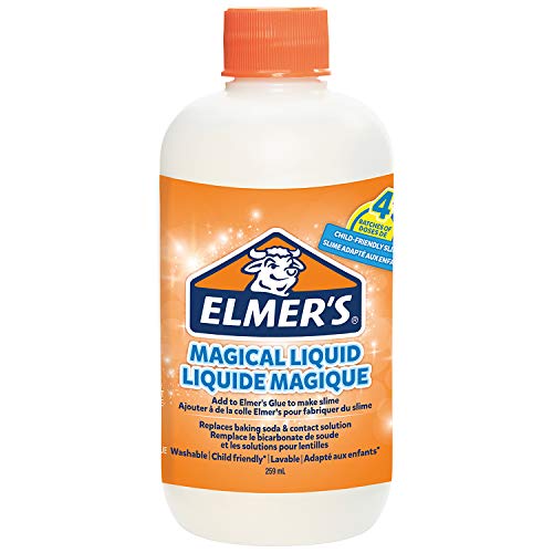 Elmer’s Kit Slime con Purpurina, Pegamento Morado y Azul + 2 Botellas de activador líquido mágico, 4 Unidades + Solución líquido mágico Slime de Pegamento, 259 ml, Adecuado para Hacer Slime