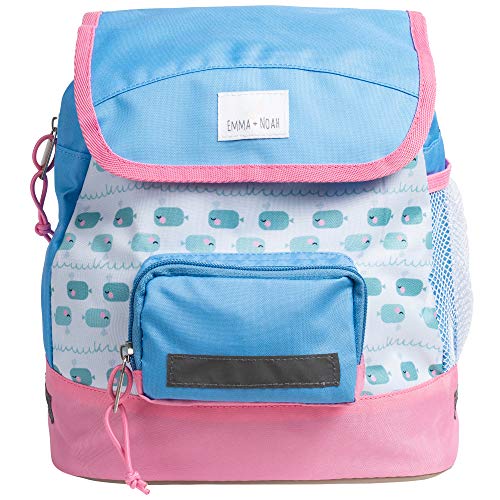 Emma & Noah Mochila para niños ‚Ballena pequeña‘, 2-6 años, Repelente al Agua, Incl. reflectores, Correa en el Pecho, Mochila bebé para guardería, Mochila Infantil pequeña (Niña)