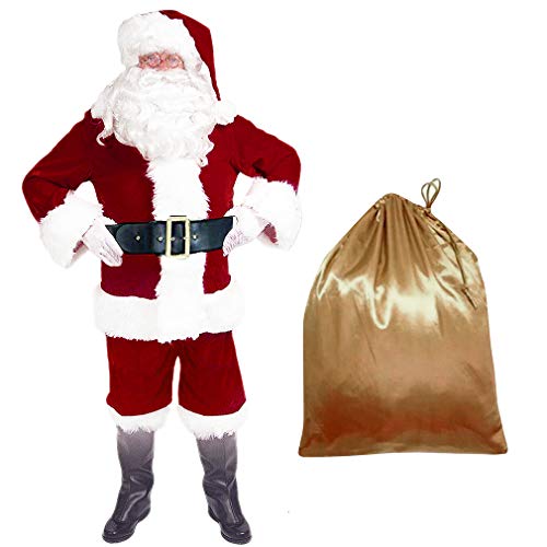 EOZY 10 disfraz de Papá Noel para adultos, disfraz de Papá Noel, vestido completo rojo y Navidad, rojo, X-Large