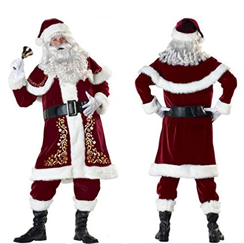 EOZY - Juego de 9 piezas para hombre de Navidad de Papá Noel para adultos, cosplay, fiesta de Navidad, novedad, pantalones de ropa de lujo, Papá Noel Rojo, XXXL