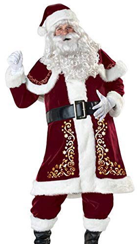 EOZY - Juego de 9 piezas para hombre de Navidad de Papá Noel para adultos, cosplay, fiesta de Navidad, novedad, pantalones de ropa de lujo, Papá Noel Rojo, XXXL