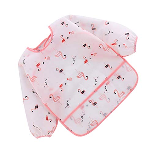 EXCEART Babero de Manga Larga para Bebé con Estampado de Flamenco Impermeable con Babero Impermeable con Delantal de Protección para Bebé Infantil Tamaño 90 (Rosa)