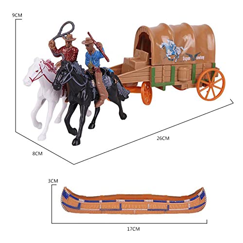 F Fityle Western Cowboy de los Indios Soldados Juguetes Modelo casa de muñecas Decoraciones Carro simulación Realista niños Juguetes