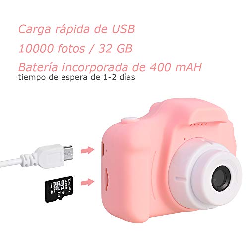 Faburo Cámara de Fotos para Niños Juguete, Niños Cámara Digital con Tarjeta de Memoria Micro SD 32GB Cámara Digital Video Cámara Regalos de Cumpleaños 3 a 12 años Niños y niñas