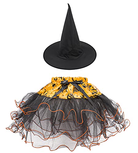 Falda Tutú para Mujer, Diadema o Sombrero en Diseño de Halloween, Disfraz para Cosplay de Fantasma Bruja Calavera (Modelo E)