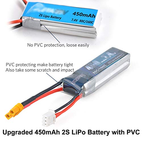 FancyWhoop 2 unids 450mAh 2S 7.4V LiPo Battery Pack 80C XT30 Conector para Micro FPV Racing Drone Quadcopter