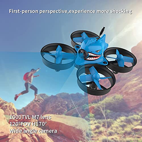 FancyWhoop Micro FPV Racing Drone con FPV Goggles RTF Mini Drone Armor Blue Shark con 5.8G 40CH 1000TVL Camera, Altitude Hold, One Key Return, Headless Mode RTF Quadcopter para Principiantes