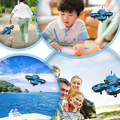 FancyWhoop Micro FPV Racing Drone con FPV Goggles RTF Mini Drone Armor Blue Shark con 5.8G 40CH 1000TVL Camera, Altitude Hold, One Key Return, Headless Mode RTF Quadcopter para Principiantes