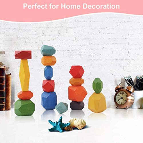 FancyWhoop Stacking Stones Building Blocks Toy 26Pcs Piedras Apilables Juego de Apilamiento de Madera Equilibrio Juguete Educativo Juego de Rocas de Madera Bloques de Piedra para Niños Niñas