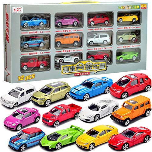 fangzhuo Vehículo de construcción 1/64 Mini Cars 12 Juegos De Coches En 1 Caja (vb6412) Mezcla Diferentes Modelos Regalos para Niños Juguetes De Bolsillo con Ruedas Gratis Juega con Mapa De Tráfico