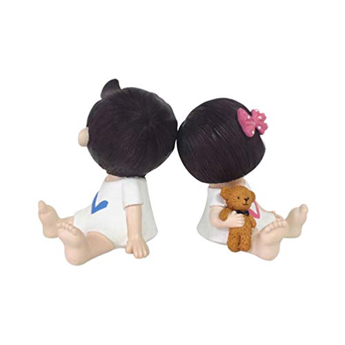 FAVOMOTO Pareja en Miniatura Figurine Resina Dibujos Animados Sentado Pareja Amantes Modelo Estatua Photo Pop Fairy Garden Bonsai Decoraciones para El Hogar Tienda