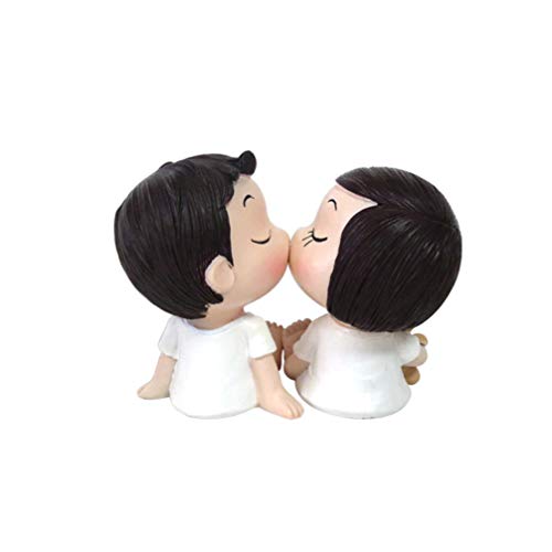 FAVOMOTO Pareja en Miniatura Figurine Resina Dibujos Animados Sentado Pareja Amantes Modelo Estatua Photo Pop Fairy Garden Bonsai Decoraciones para El Hogar Tienda