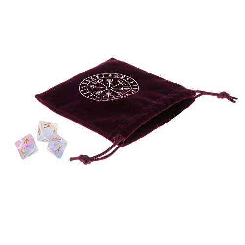 FITYLE Juego de Dados de divinación de poliedro de Bolsillo de 3 Piezas para Runas de divinación de Estrellas Adecuado para Juegos de Mesa púrpura - Estilo 3 con Bolsa