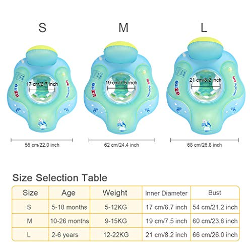 Flotador de Natación para Bebés con Asiento Anillo,Bebé Recién Nacido Aprende a Nadar Entrenador Inflable Flotador Ajustable para Piscinas para Bebés,Anillo de Natación para Bebés (10-26 Meses,M)