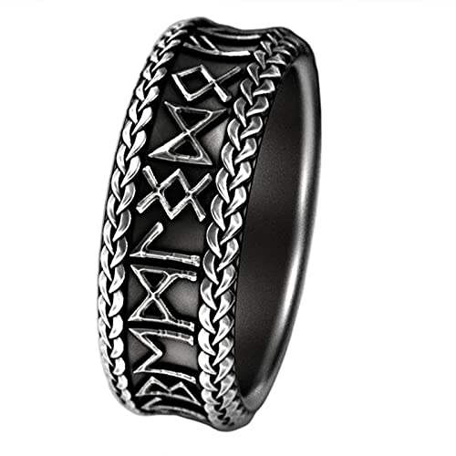 FLQWLL Anillo con Letras De Runas Vikingas, Anillo De Boda Vintage De Moda para Hombre, Joyería Vikinga Escandinava Nórdica,6