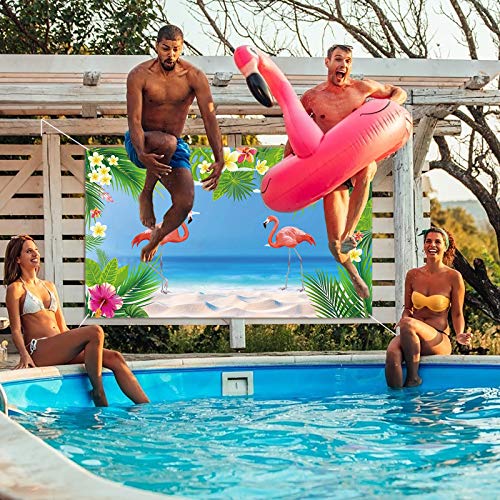 Fondo Flamingo CHALA Banner de Fiesta Tropical Aloha Hawaiana Luau Fotografía Photo Booth Telón de Fondo para Verano Playa Piscina Boda Decoración de Mesa de Pared, 113cm x 186cm