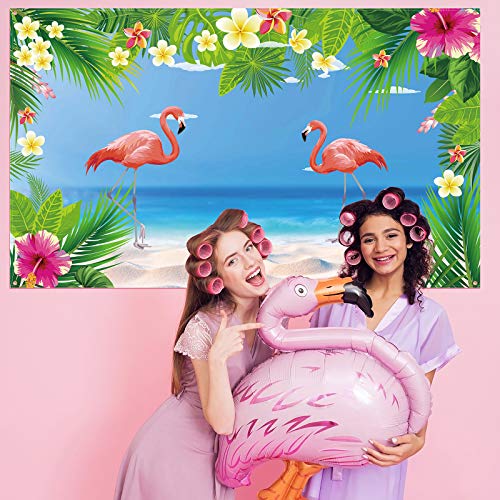 Fondo Flamingo CHALA Banner de Fiesta Tropical Aloha Hawaiana Luau Fotografía Photo Booth Telón de Fondo para Verano Playa Piscina Boda Decoración de Mesa de Pared, 113cm x 186cm