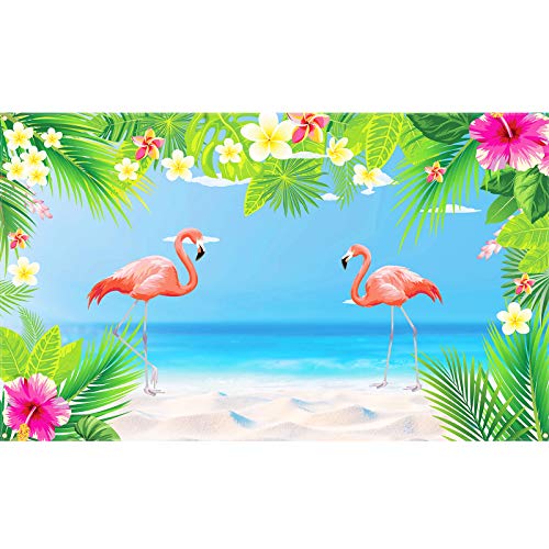 Fondo Flamingo CHALA Banner de Fiesta Tropical Aloha Hawaiana Luau Fotografía Photo Booth Telón de Fondo para Verano Playa Piscina Boda Decoración de Mesa de Pared, 113cm x 186cm