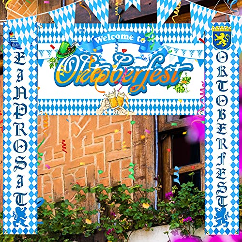 FORMIZON Decoración de Oktoberfest, Telón de Fondo de Oktoberfest, Oktoberfest Party Decorations Set Pancarta de Señal de Oktoberfest Banderas de Pared de Oktoberfest de Puerta Principal Decorativa