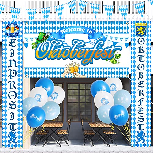 FORMIZON Decoración de Oktoberfest, Telón de Fondo de Oktoberfest, Oktoberfest Party Decorations Set Pancarta de Señal de Oktoberfest Banderas de Pared de Oktoberfest de Puerta Principal Decorativa