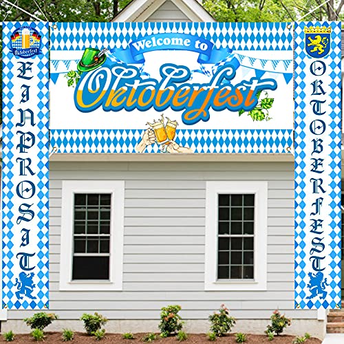 FORMIZON Decoración de Oktoberfest, Telón de Fondo de Oktoberfest, Oktoberfest Party Decorations Set Pancarta de Señal de Oktoberfest Banderas de Pared de Oktoberfest de Puerta Principal Decorativa