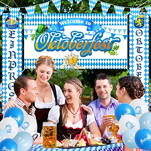 FORMIZON Decoración de Oktoberfest, Telón de Fondo de Oktoberfest, Oktoberfest Party Decorations Set Pancarta de Señal de Oktoberfest Banderas de Pared de Oktoberfest de Puerta Principal Decorativa