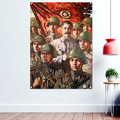 Foto grupal de Su Dalin con el ejército rojo soviético Cartel decorativo Bandera de la Gran Unión Soviética CCCP URSS Propaganda Bandera 96x144 CM