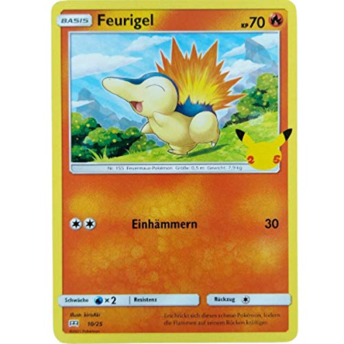 Friki Monkey Pokemon Feurigel 10/25 Non Holo Promo McDonald's 25th Anniversary + Extra Protection (Toploader) Alemán 2021