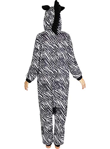 Funidelia | Disfraz de Cebra Onesie para Hombre y Mujer Talla M ▶ Animales - Color: Blanco - Divertidos Disfraces y complementos para Carnaval y Halloween