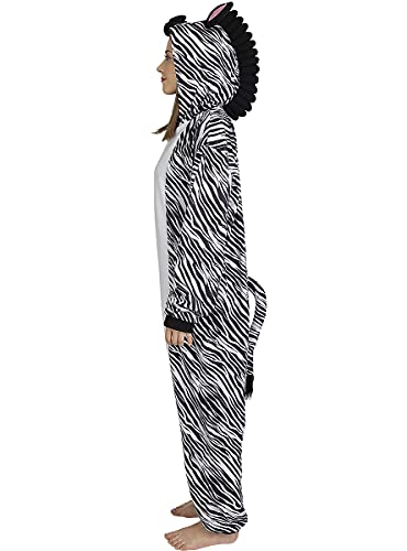 Funidelia | Disfraz de Cebra Onesie para Hombre y Mujer Talla M ▶ Animales - Color: Blanco - Divertidos Disfraces y complementos para Carnaval y Halloween