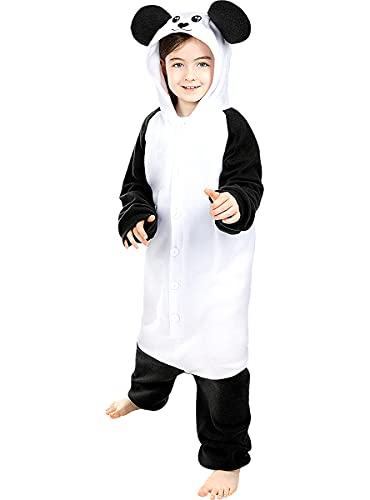 Funidelia | Disfraz de Oso Panda Onesie para niño y niña Talla 7-9 años ▶ Animales, Oso - Color: Blanco - Divertidos Disfraces y complementos para Carnaval y Halloween