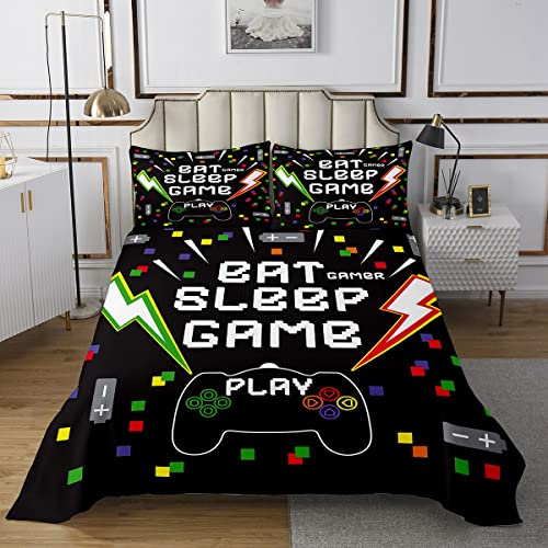 Gamer Coverlet Niños Niños Juegos para Niñas Juventud Colorido Videojuegos Gamepad Colcha acolchada Lindo juego de dibujos animados Consola de controlador de juegos de un solo