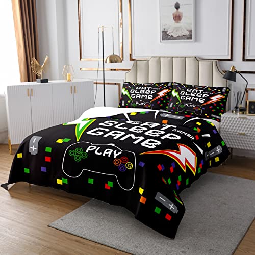 Gamer Coverlet Niños Niños Juegos para Niñas Juventud Colorido Videojuegos Gamepad Colcha acolchada Lindo juego de dibujos animados Consola de controlador de juegos de un solo