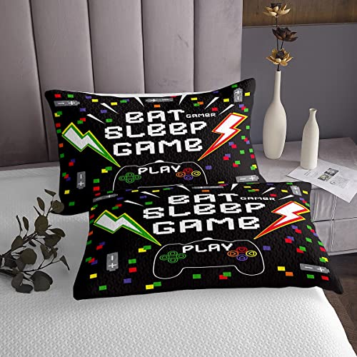 Gamer Coverlet Niños Niños Juegos para Niñas Juventud Colorido Videojuegos Gamepad Colcha acolchada Lindo juego de dibujos animados Consola de controlador de juegos de un solo