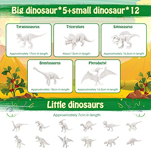 Gemeer 75 Piezas Dinosaurios Juguetes, Kit de Pintura de Dinosaurios para niños Pintar Dinosaurios, Manualidades, Figuras de Dinosaurios Juguetes para 4 5 6 7 8 9 Niños