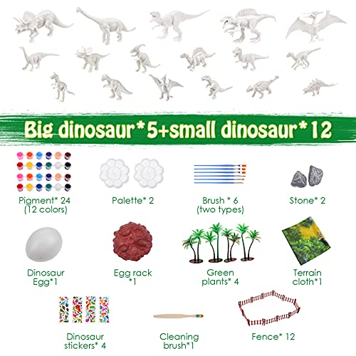 Gemeer 75 Piezas Dinosaurios Juguetes, Kit de Pintura de Dinosaurios para niños Pintar Dinosaurios, Manualidades, Figuras de Dinosaurios Juguetes para 4 5 6 7 8 9 Niños